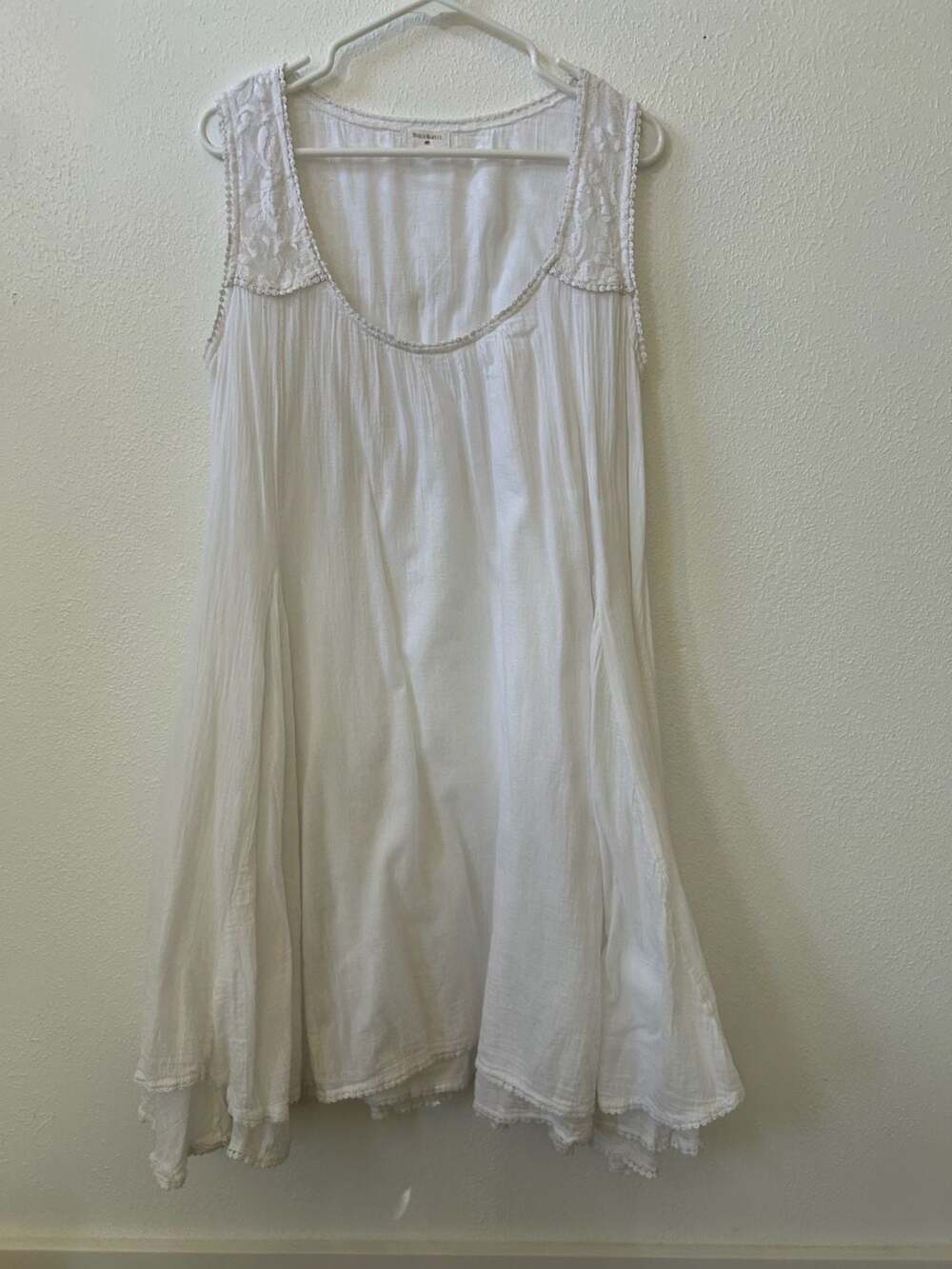 World Market Sleeveless Boho Mini Dress with Lace Overlay
